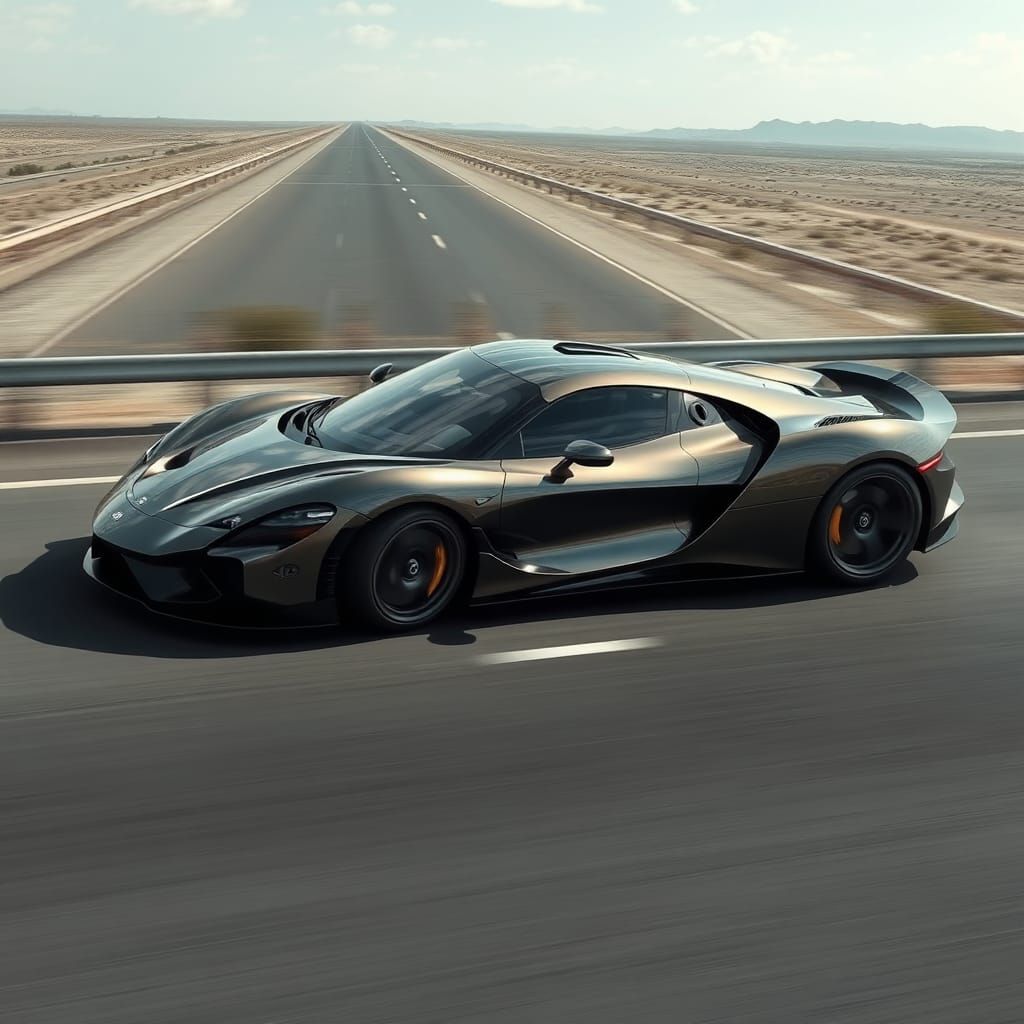 Supercar Speeding Down an Open Highway