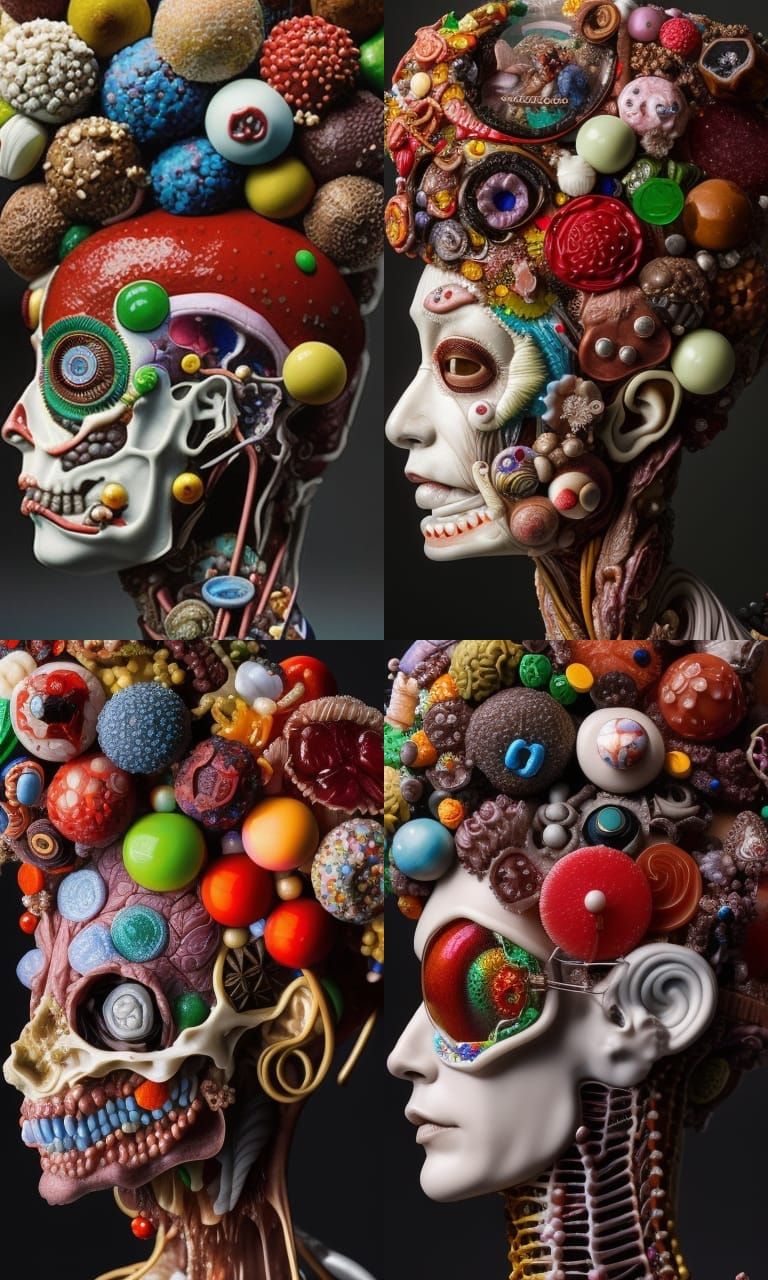 Candy Zombie Portrait in Grotesque Collage Style