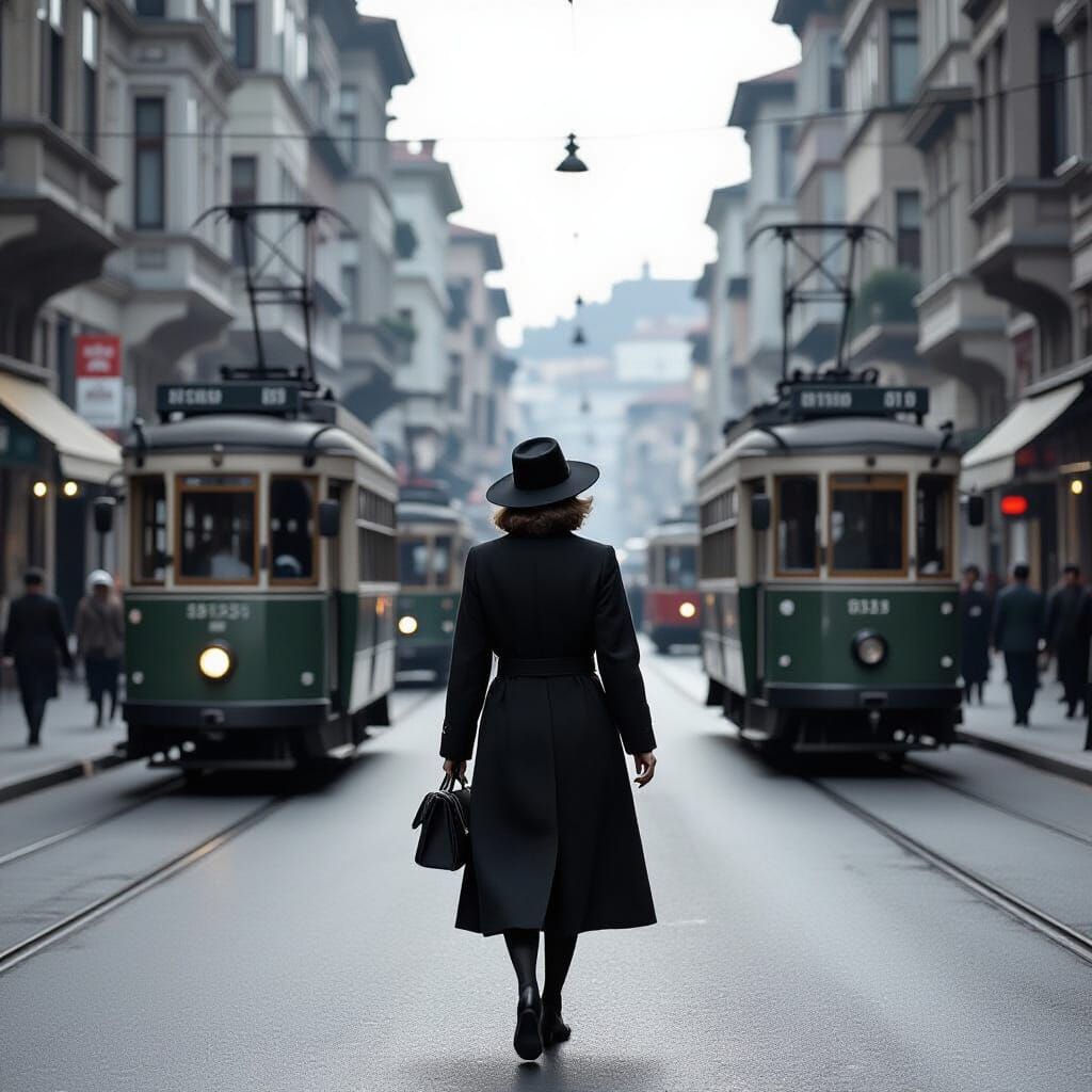 1945 Istanbul Street Scene in Black and White