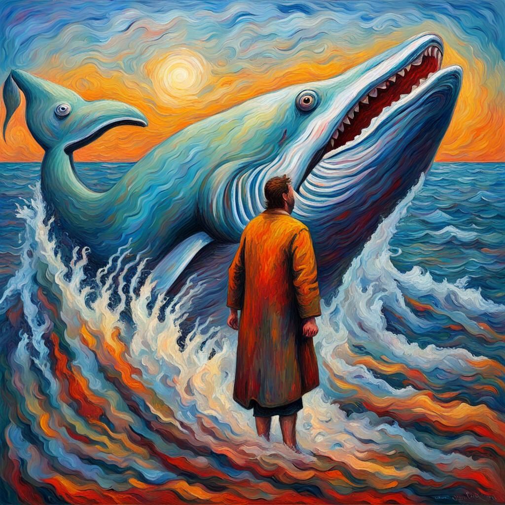 Jonah and the Whale in Neo-Impressionist Style