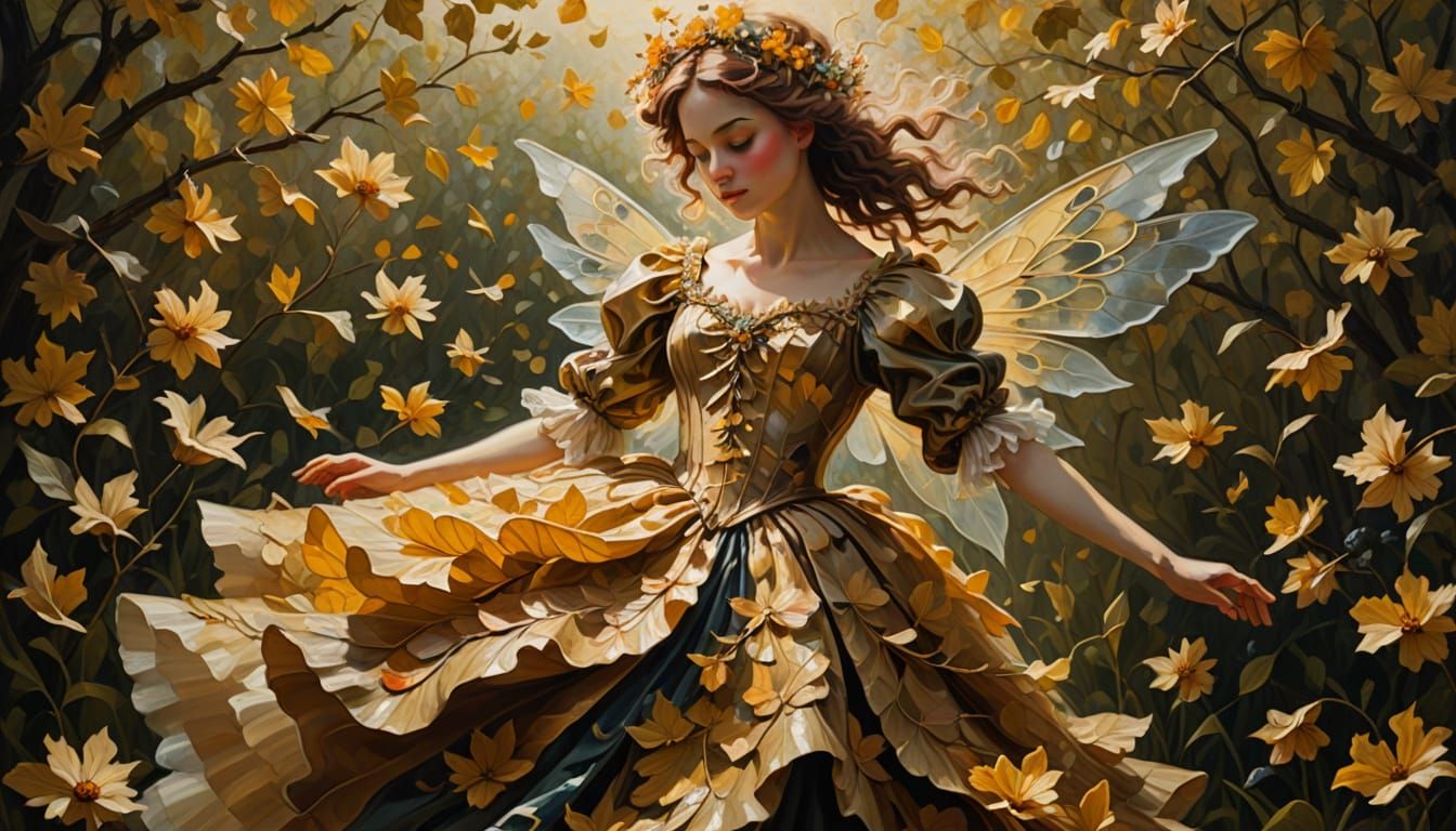 Ethereal Fairy Flight in Baroque Oil Painting