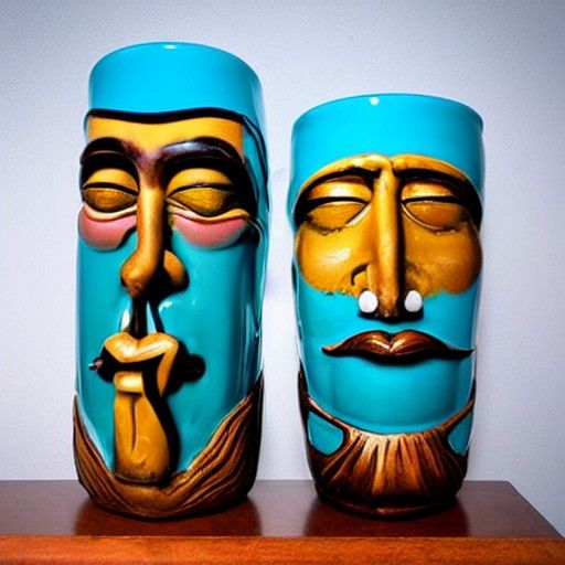 Surreal Tiki Mugs in Dali Style