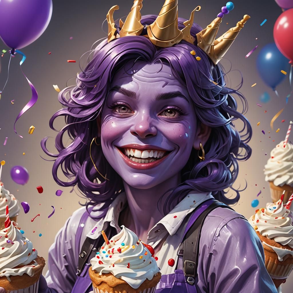 Hyperdetailed Portrait of Grimace Birthday Milkshake