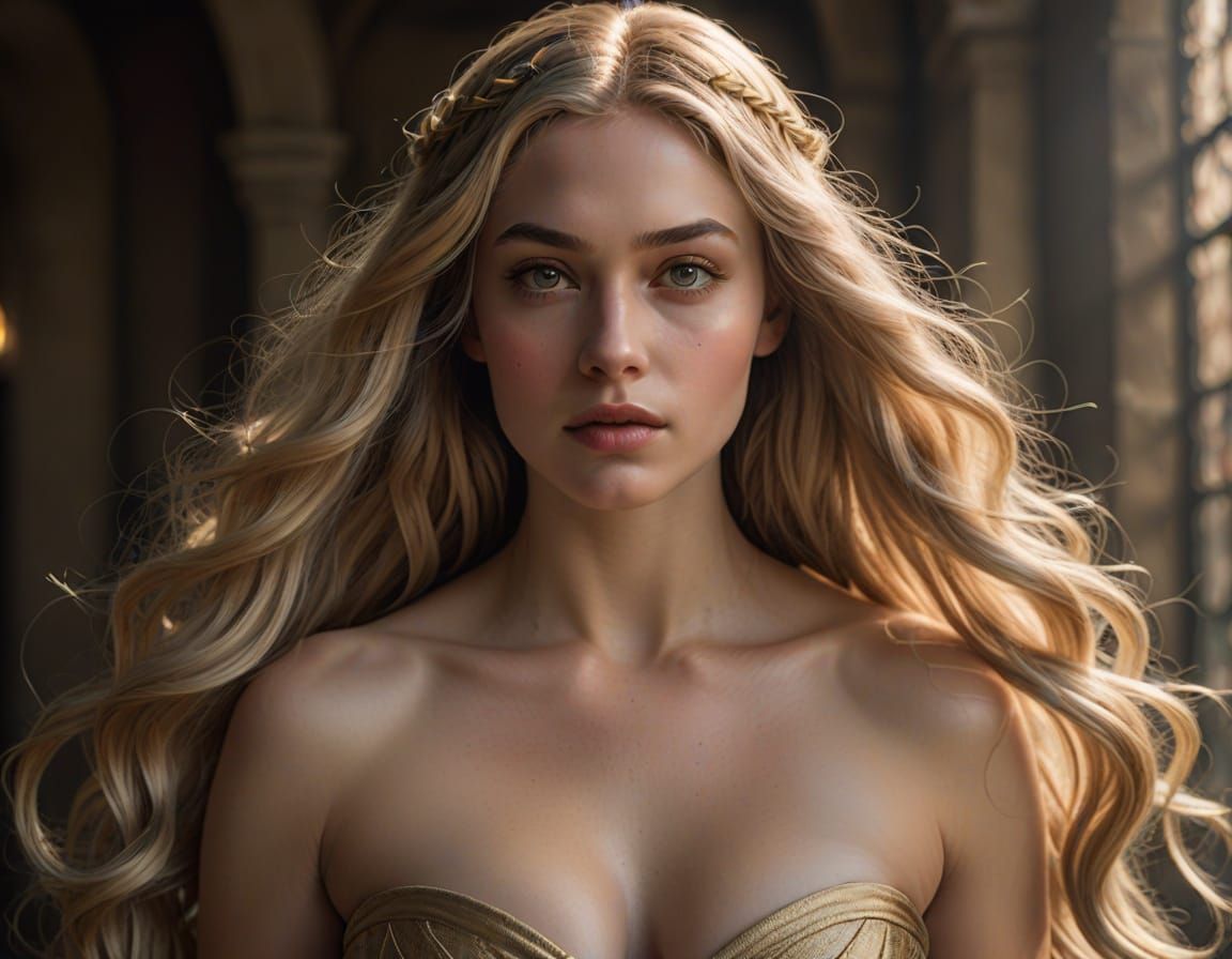 Breathtakingly Beautiful Woman with Long Blonde Hair