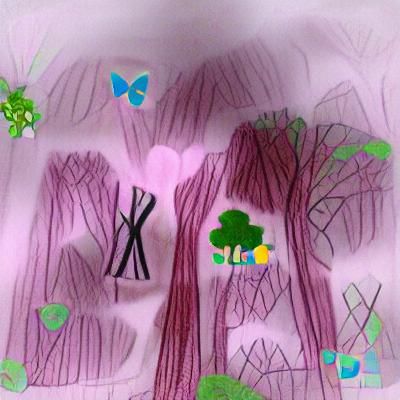 Lush Forest with Colorful Flora and Fauna