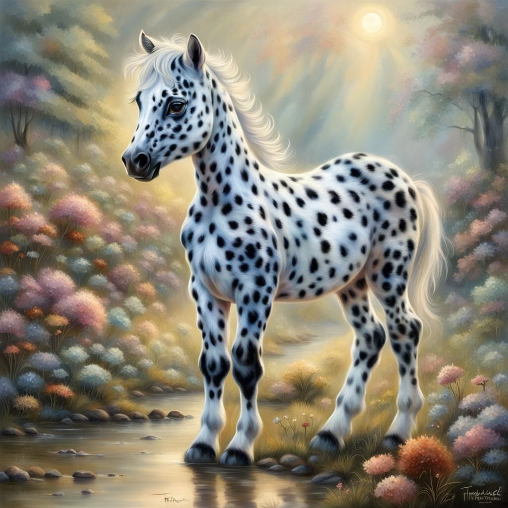 Cute Leopard Appaloosa Foal in Ethereal Landscape