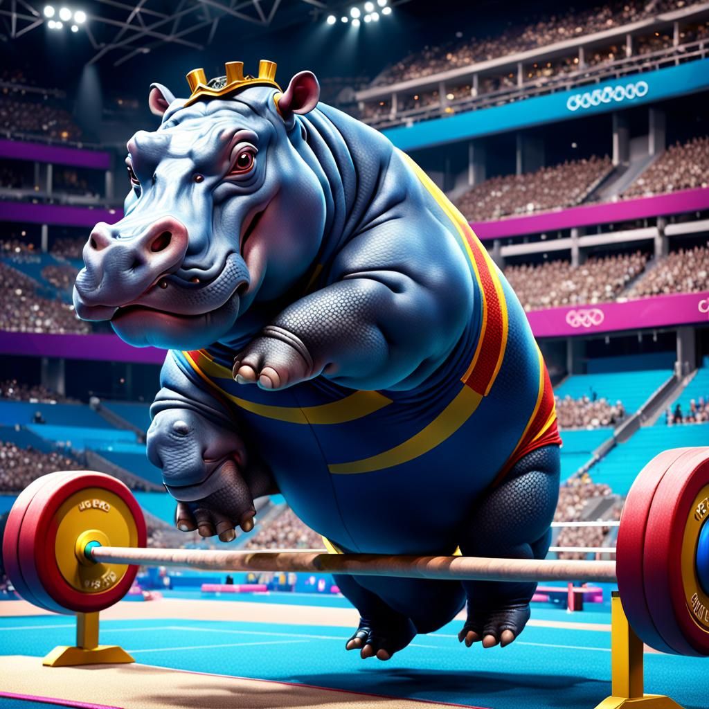 Hippo Competes in Olympics Gymnastics