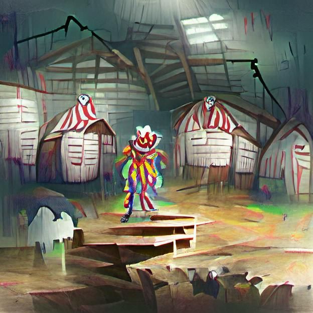 Menacing Clown in Barn: Concept Art