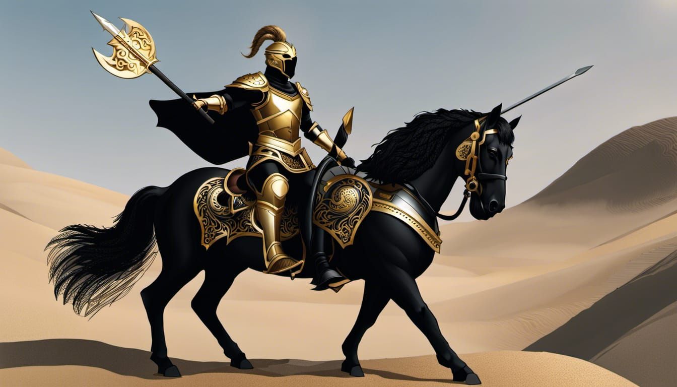 Armored Centaur Warrior in Black and Gold