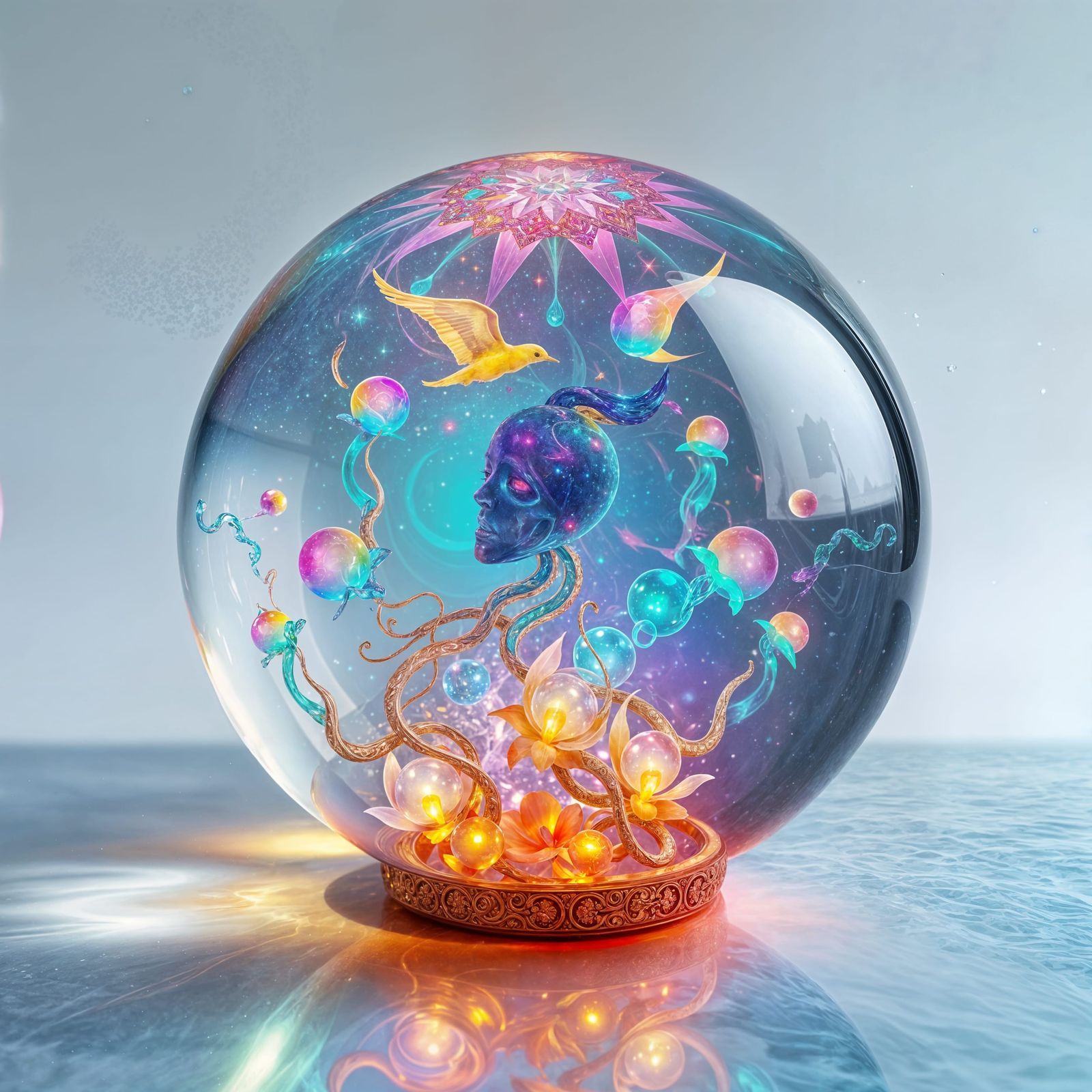 Ethereal Elven Crystal Orb with Reflections