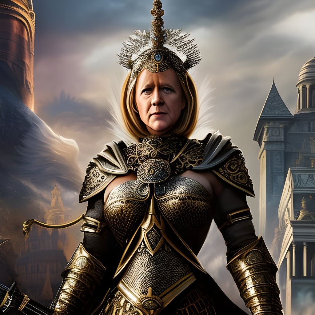 Angela Merkel as Goddess Knight Portrait