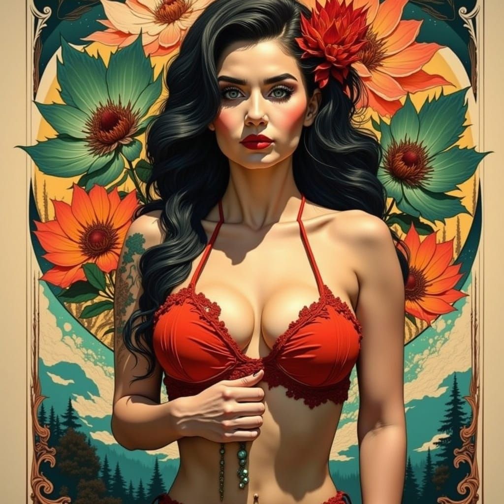 Vintage Pin-Up Poster of Amazing Woman