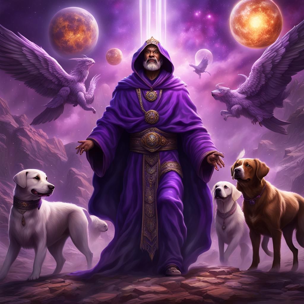 Guru Conquers Inner Demons in Fantasy Art