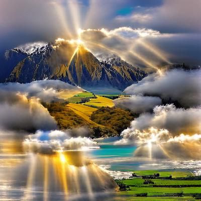New Zealand: Divine Sunshine Through Clouds