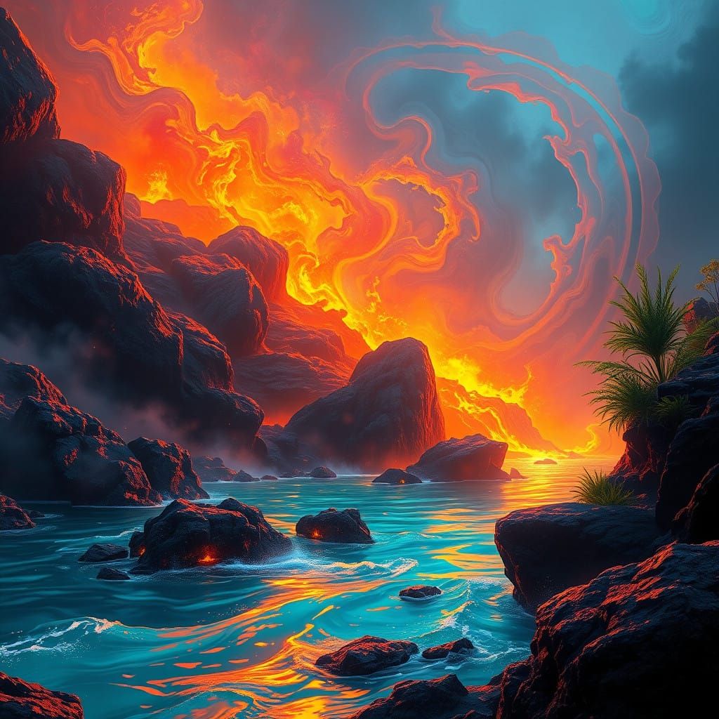 Vibrant Aura Landscape in Matte Painting Style