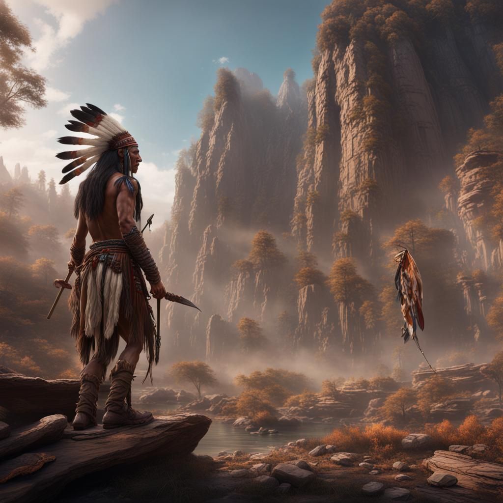 Native American Scalping: Detailed Fantasy Concept Art