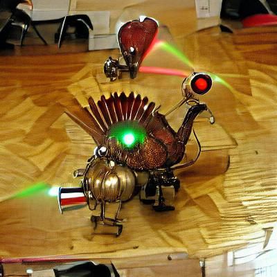 Steampunk Robotic Turkey with Laser Eyes