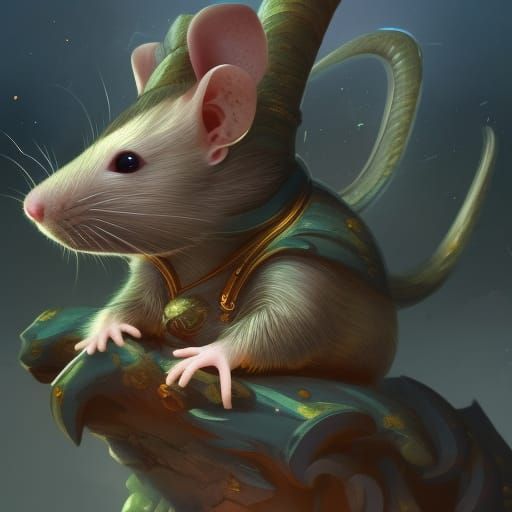 Cute Rat on Shoulder: Detailed Fantasy Art
