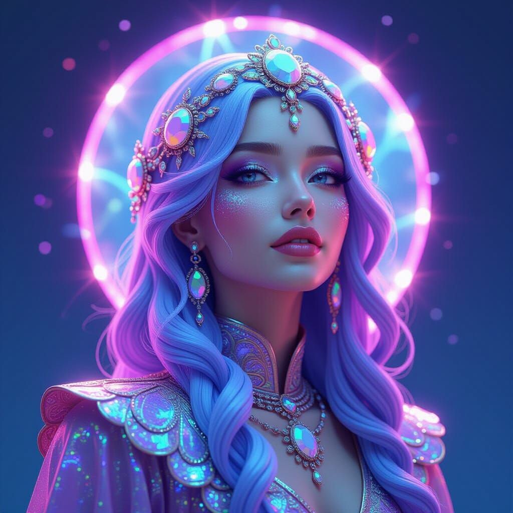 Opal Gem Person Portrait in Fantastical Realism