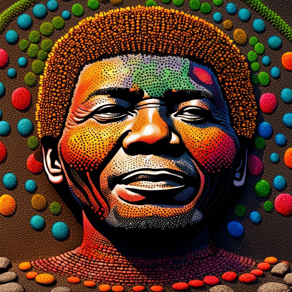 Brightly Colored Mandala Rock Painting