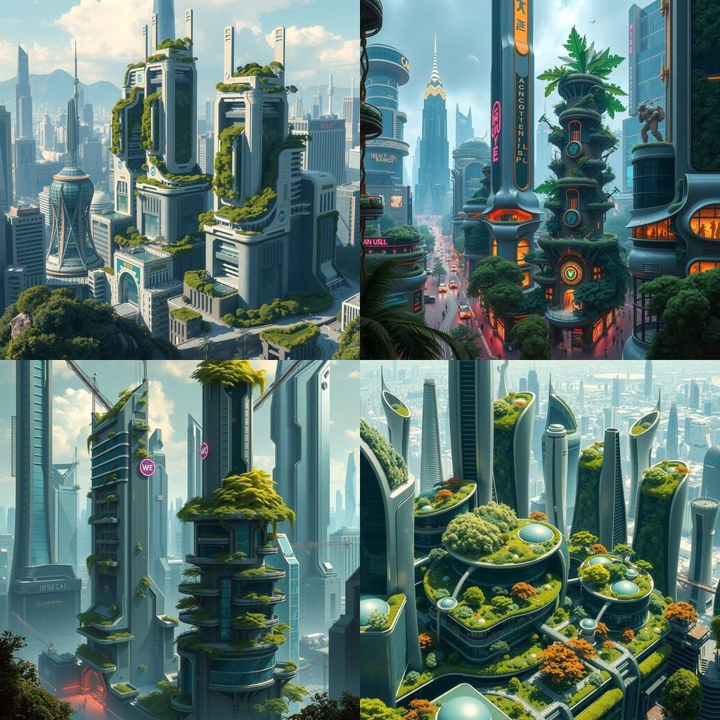 Futuristic City Blends Technology and Nature Seamlessly