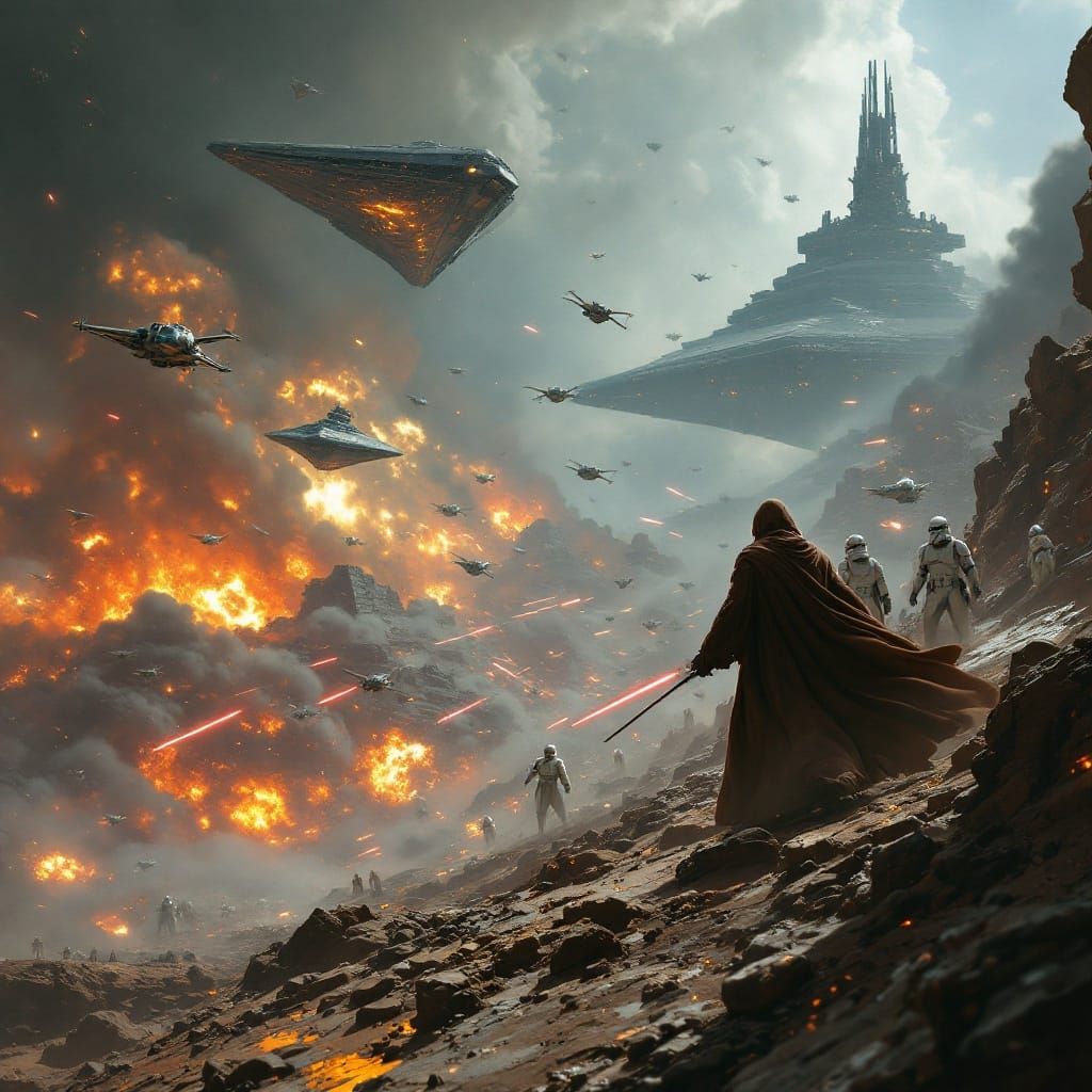 Epic Space Battle in a Dark, Gritty Cinematic Style