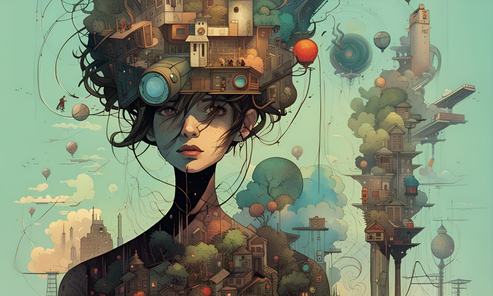 Intricate Eco Hacker Portrait in Biopunk Style