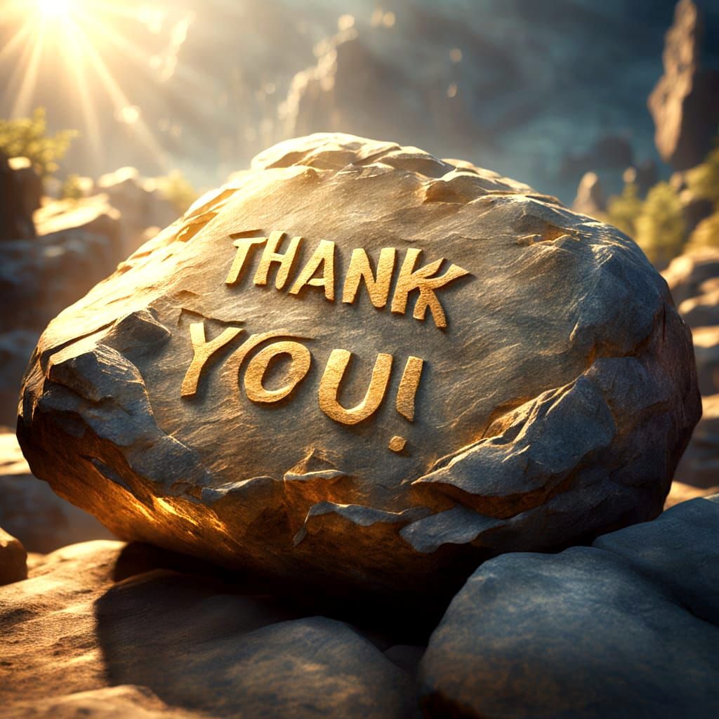 Ancient Rock Inscription Reads Thank You