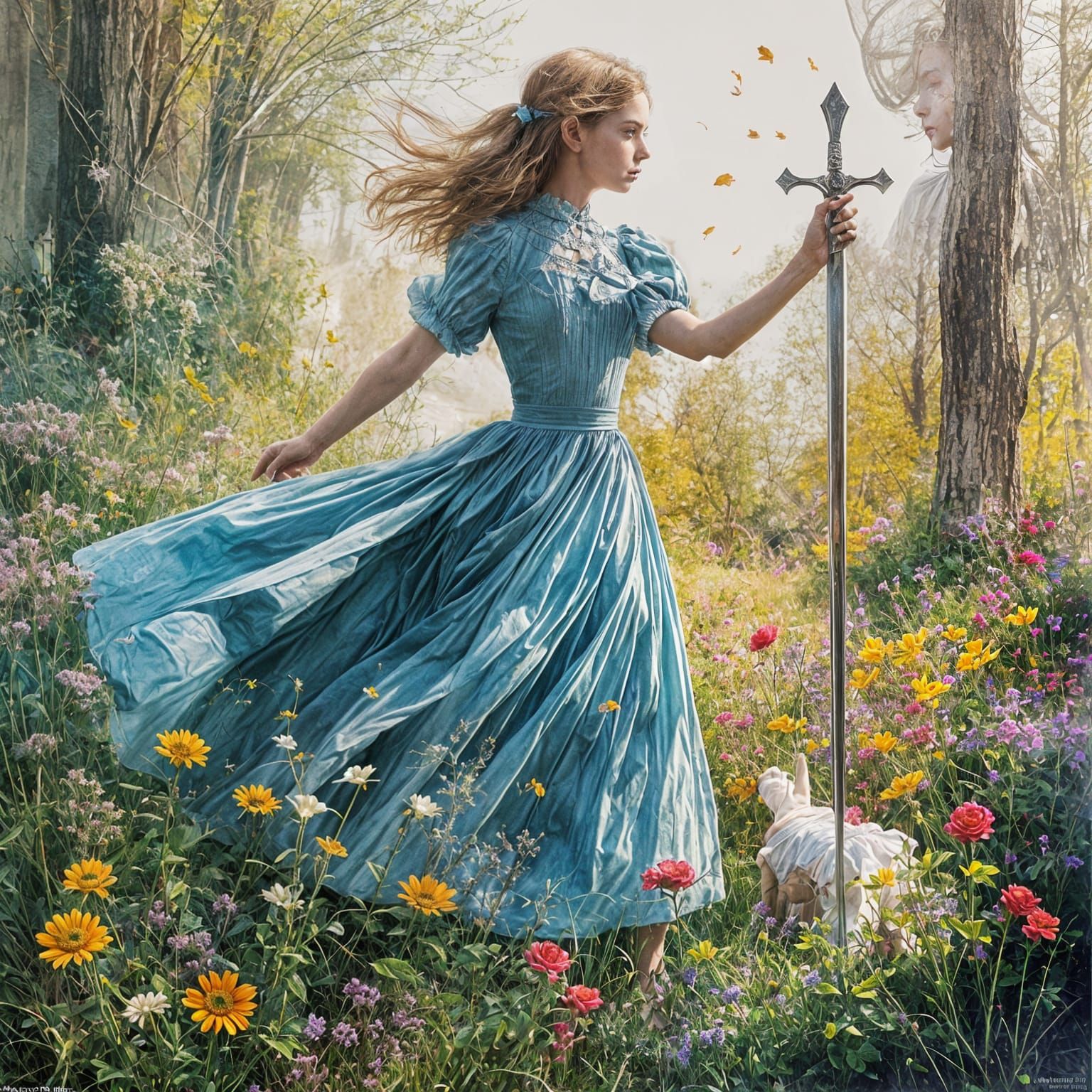 Surreal Double Exposure Artwork Inspired by Alice in Wonderl...