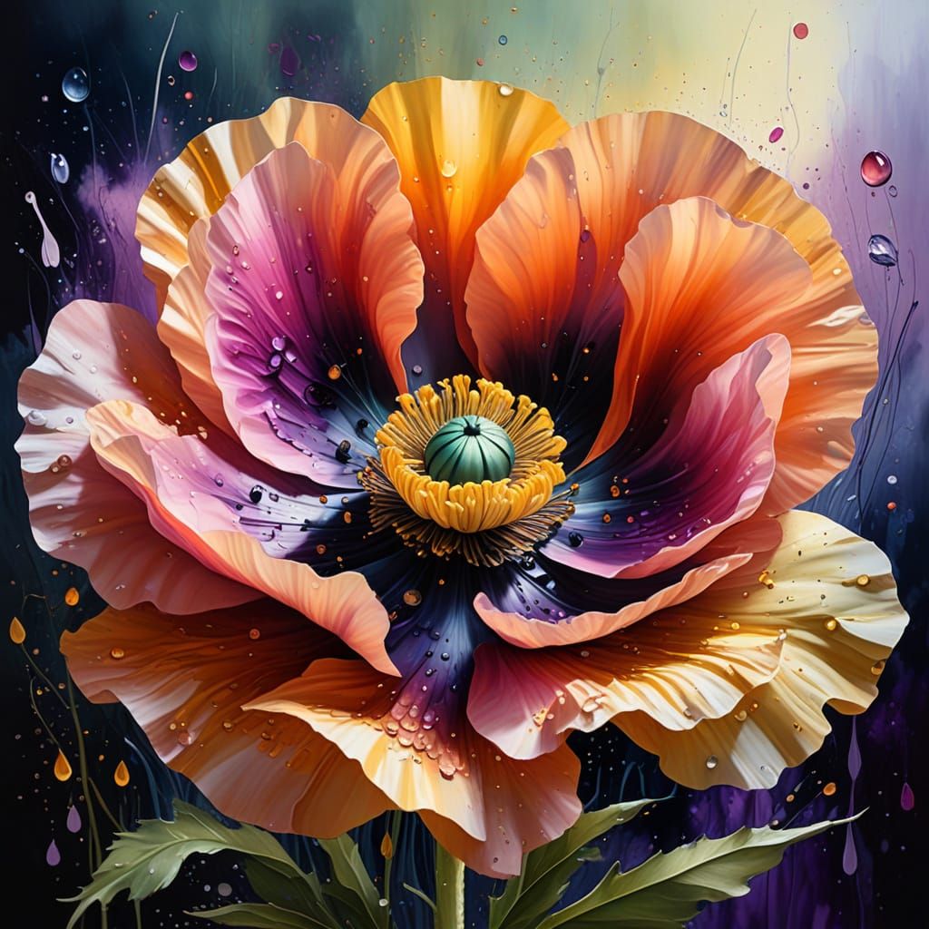 Vibrant Floral Explosion in Oil Painting