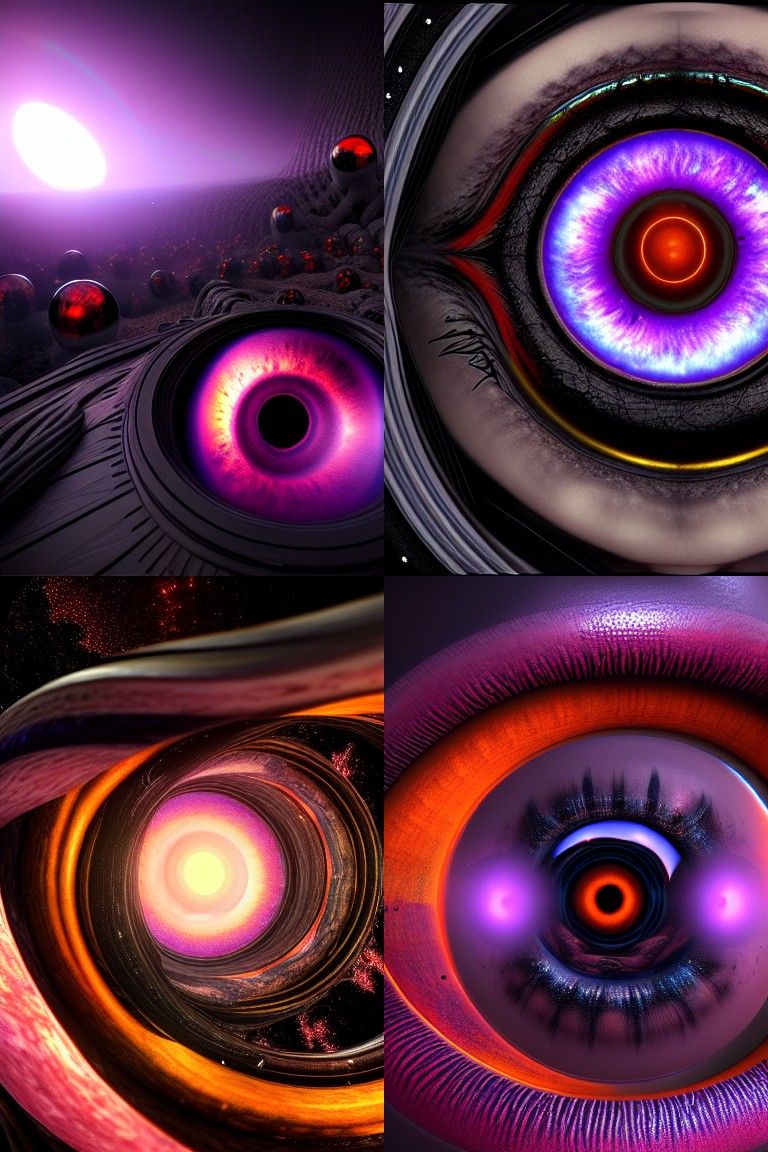 Radiant Black Hole Irises in Hyperrealistic 3D