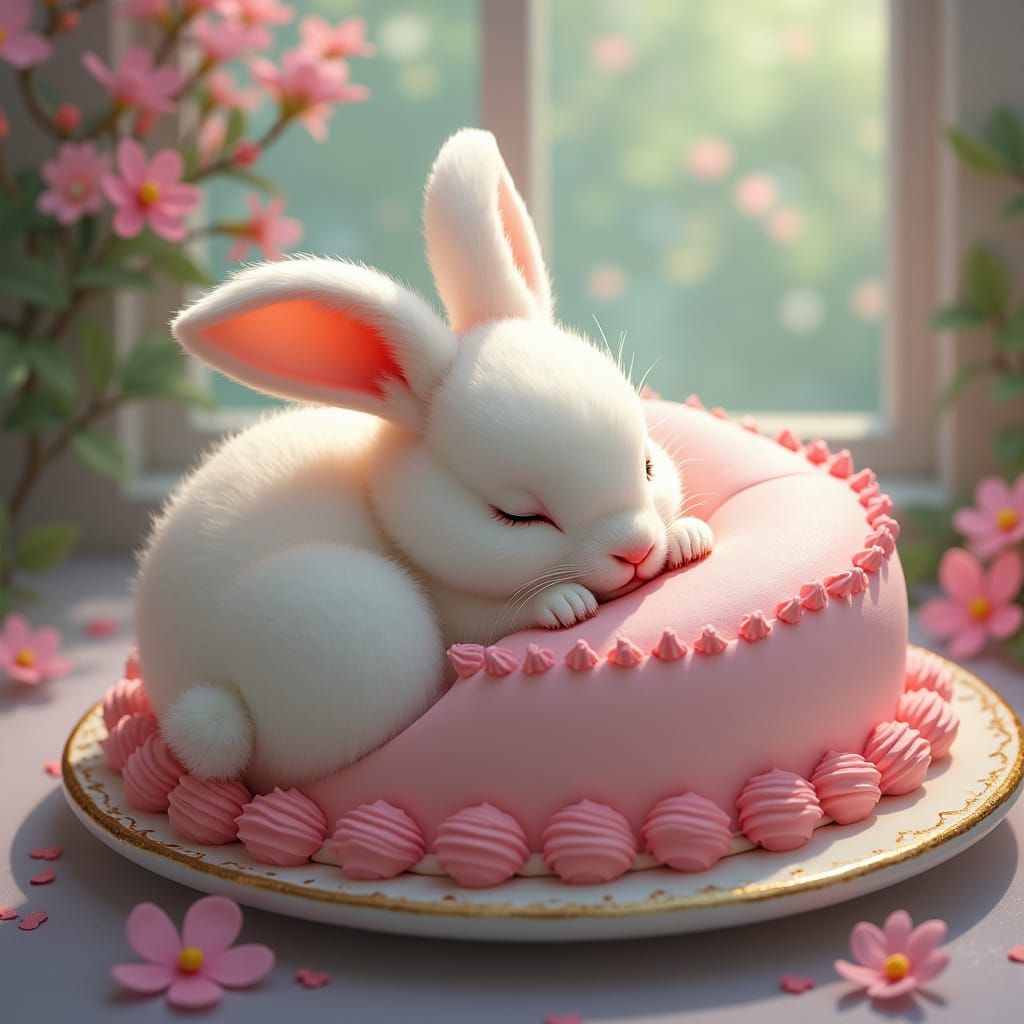 Sleeping Bunny in Cake Papers: Ethereal Fantasy
