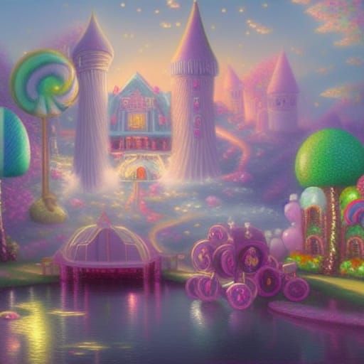 Candy Palace on Crystal Island in Fantasy Style