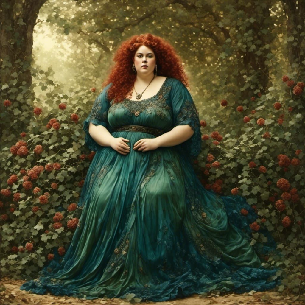 Curvy Woman in Blue Maxi Dress Portrait