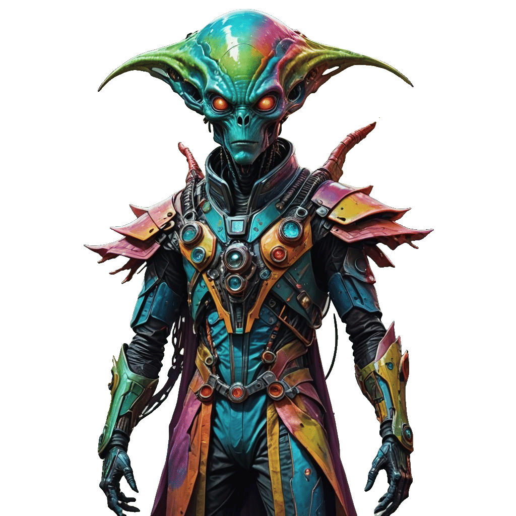 Dystopian Sci-Fi Alien Sorcerer in Futuristic Era