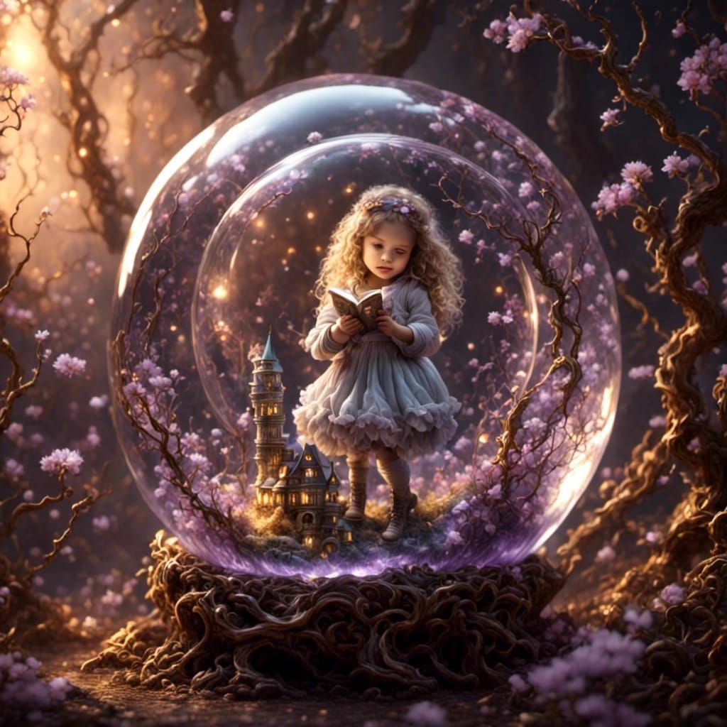 Little Girl Encased in Glass Orb