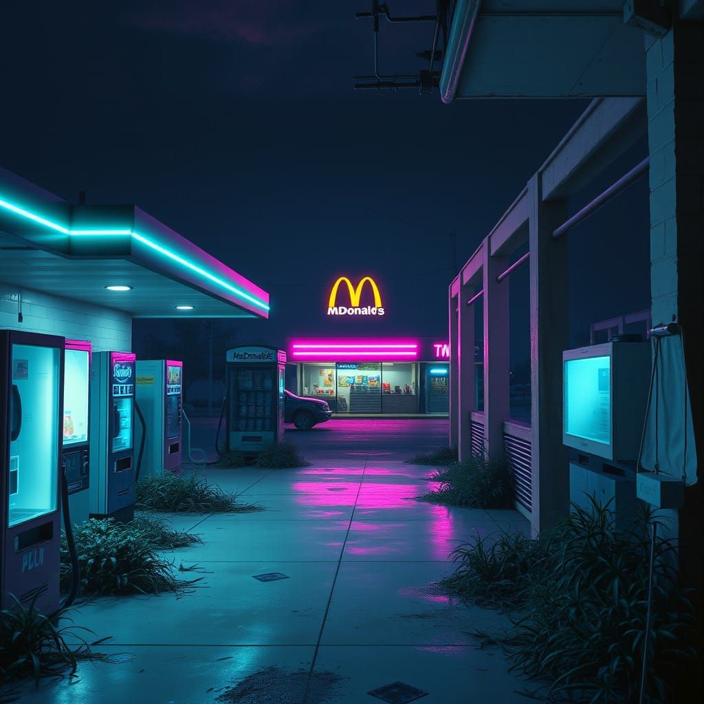 Vaporwave Gas Station Dreamscape