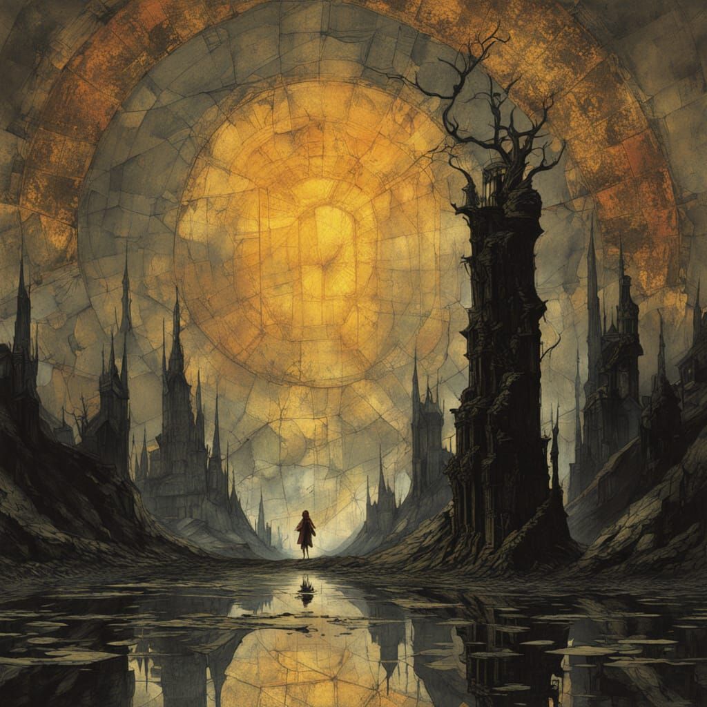 Hyper-Surreal Dreamscape with Haunting Brushwork