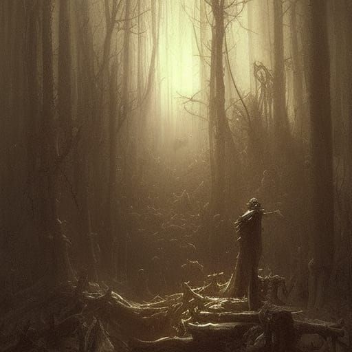 Cursed Forest Monster in Gothic Horror Style