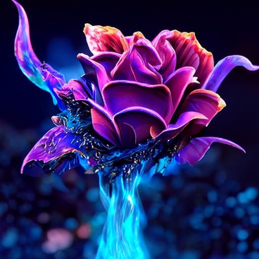 Purple Flaming Rose in Detailed Matte Painting