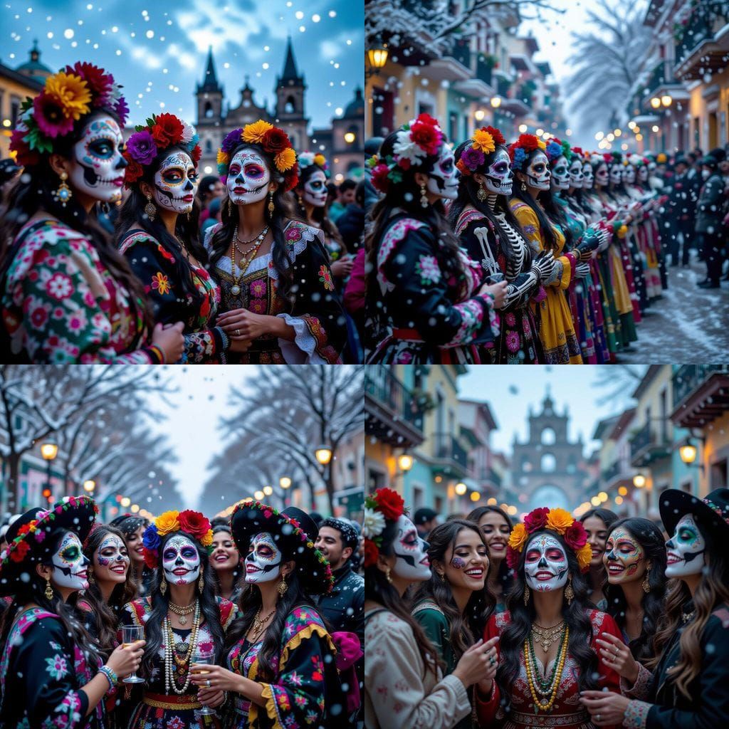 Dia De Los Muertos Celebration Amidst Winter Storm in Mexico...