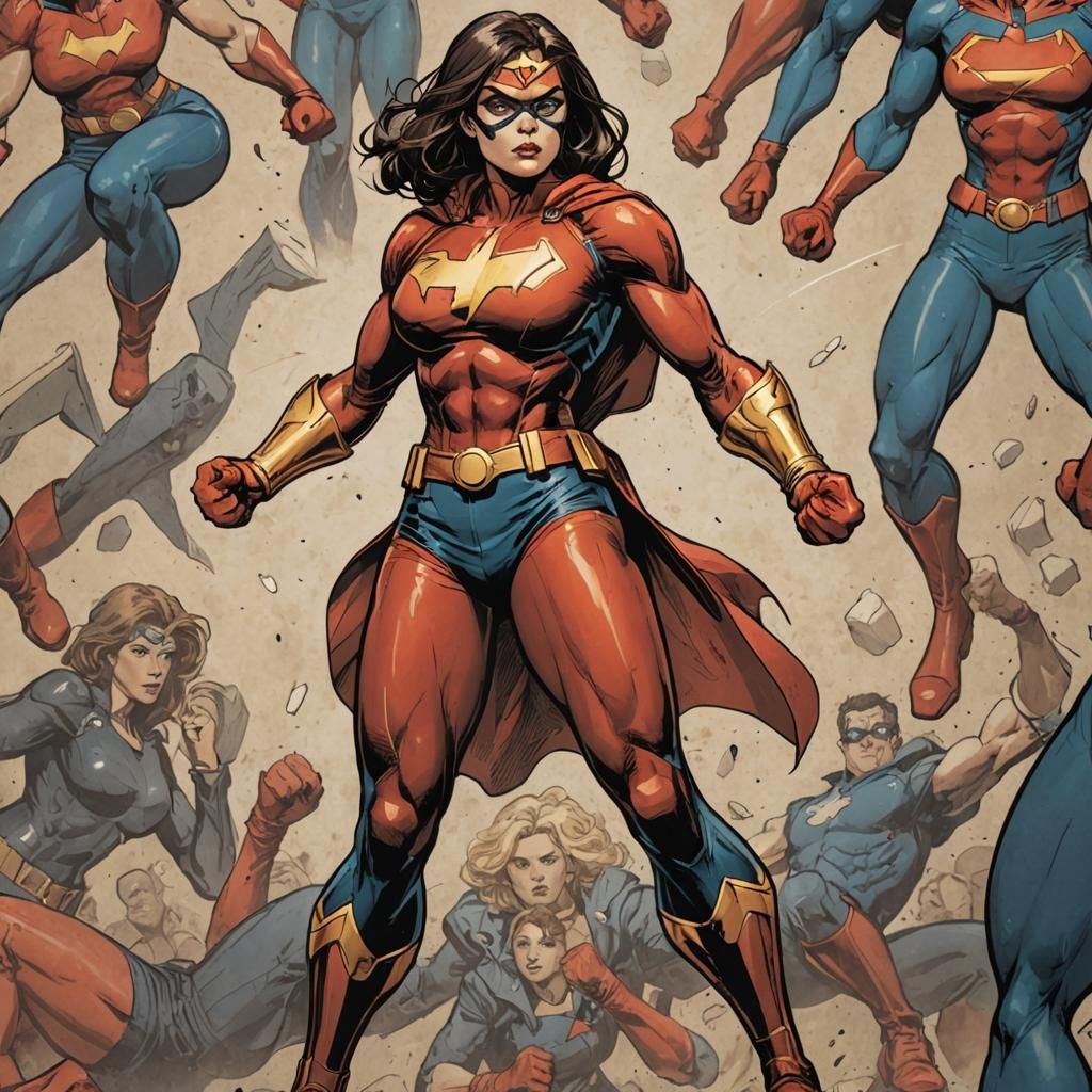 Empowered Female Warrior in Superhero Pose