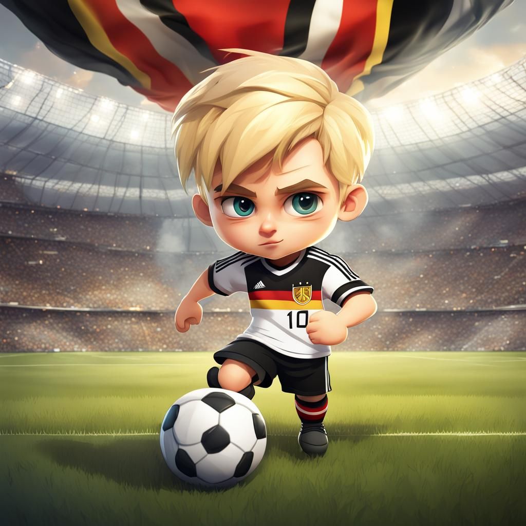 Chibi Soccer Player in Germany Colors, Digital Art