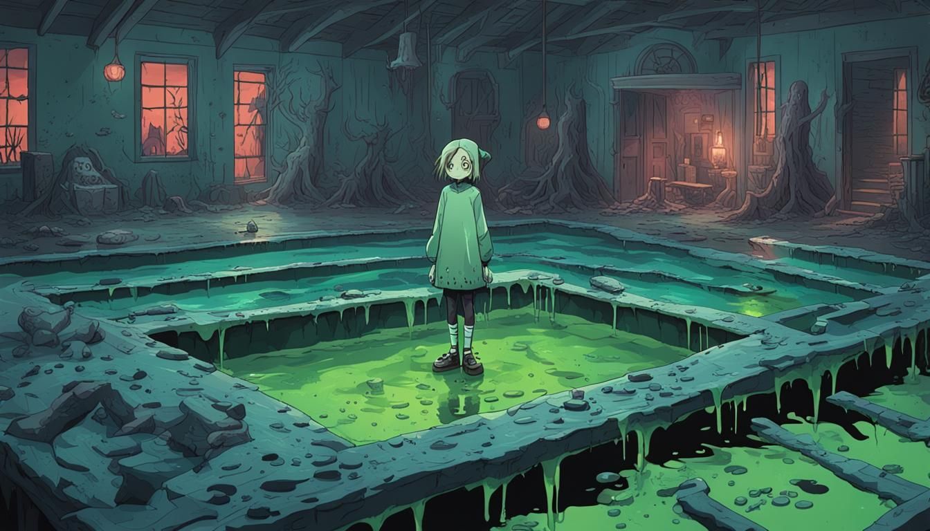 Haunting Image of Girl on Razor Blades