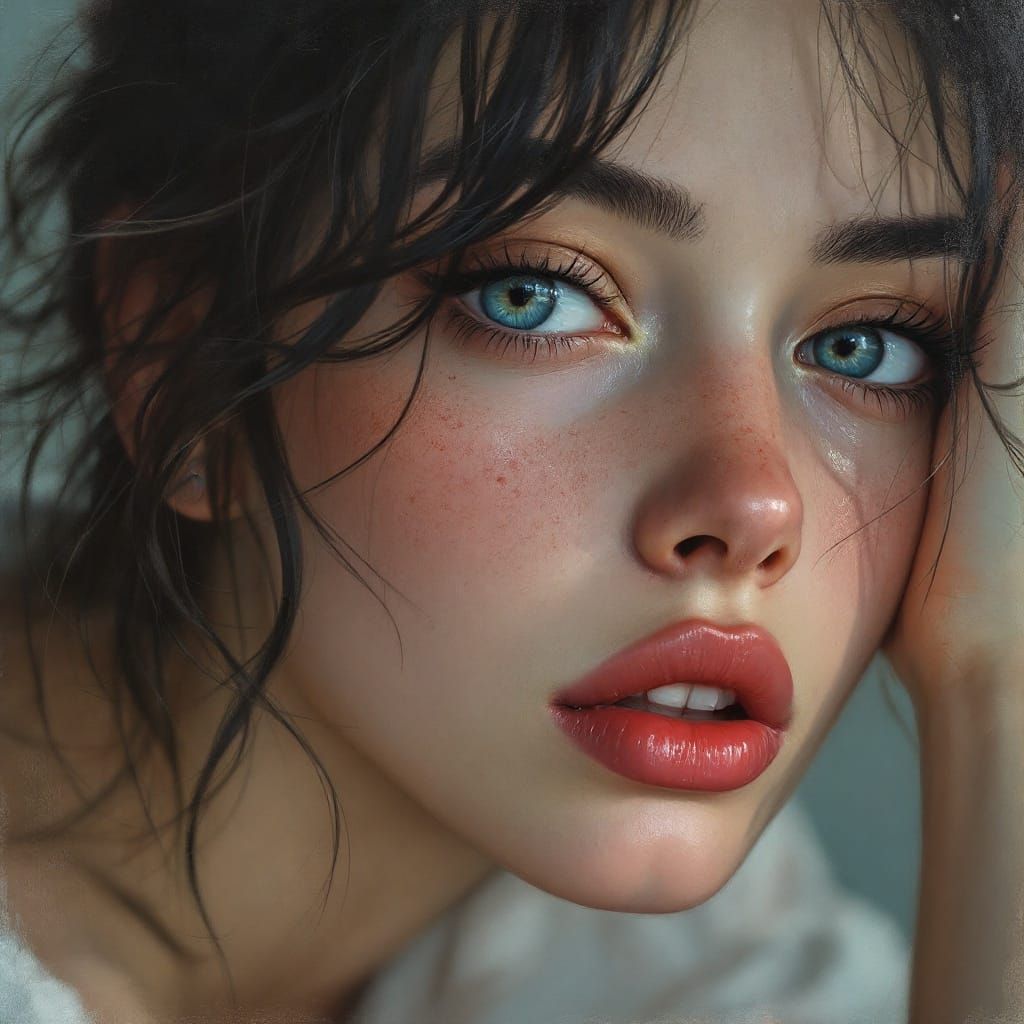 Expressive Portrait in Thick, Textured Impasto Style