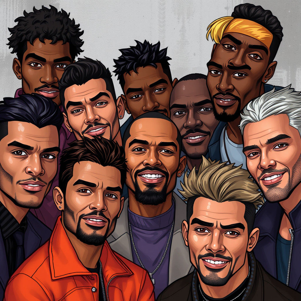 Diverse Group of Handsome Men in Modern Setting