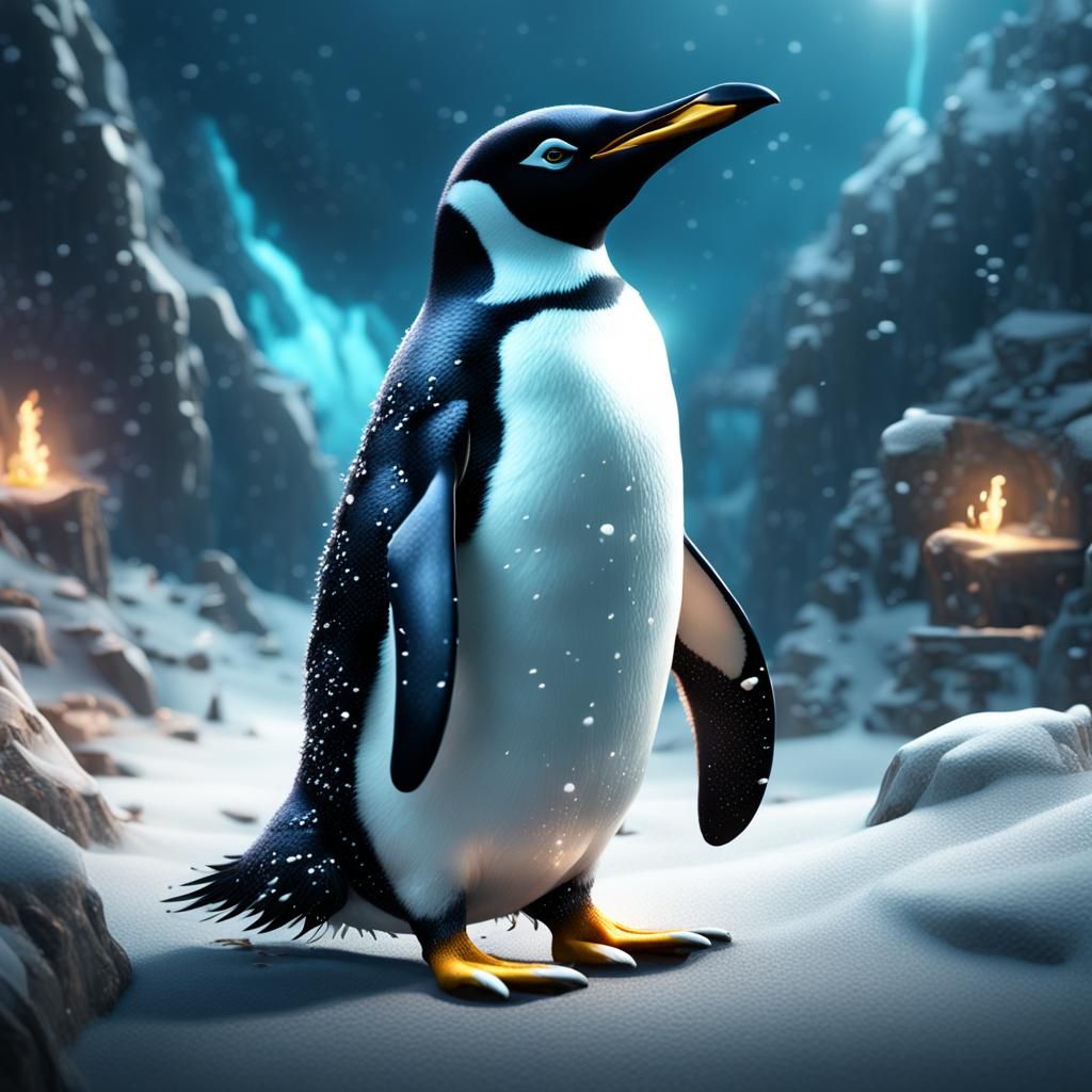 Fantastical Penguin Birth: Detailed Matte Painting