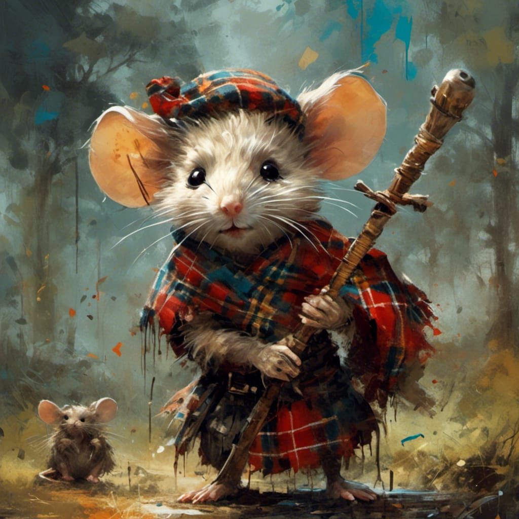 Tartan Mouse at Highland Games: Digital Airbrush Art
