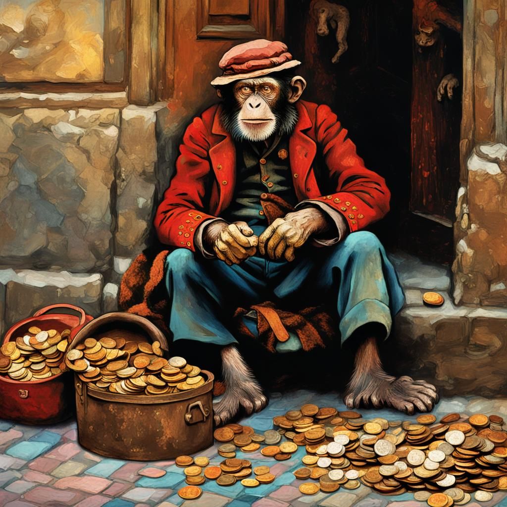 Organ Grinder in 1860s Europe, Cubist Style