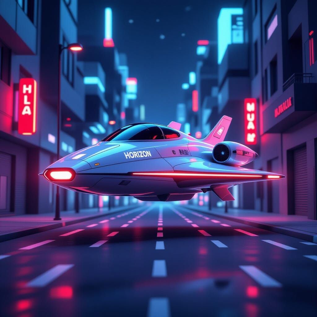 Futuristic Spaceship Landing in Urban Setting
